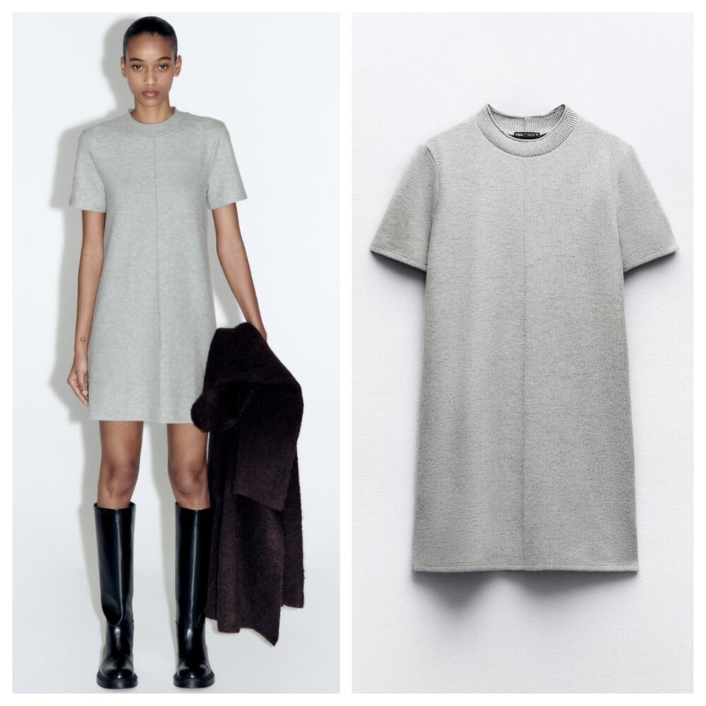 Zara Light Gray Short Sleeve Mini Dress